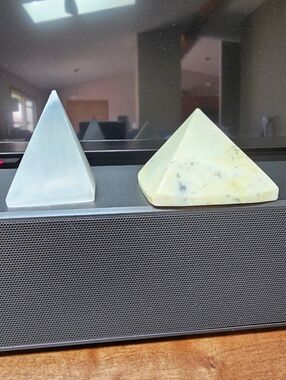 Light Green Serpentine & Selenite Pyramids